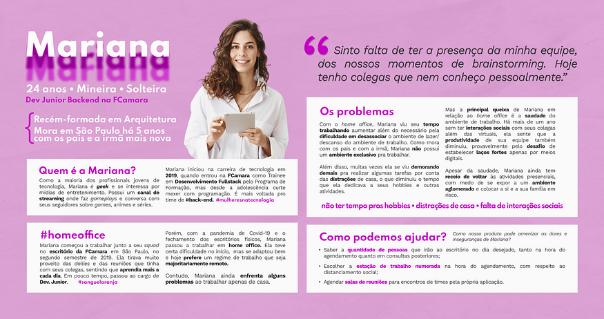 Descrição visual da persona do FCalendar, Mariana.